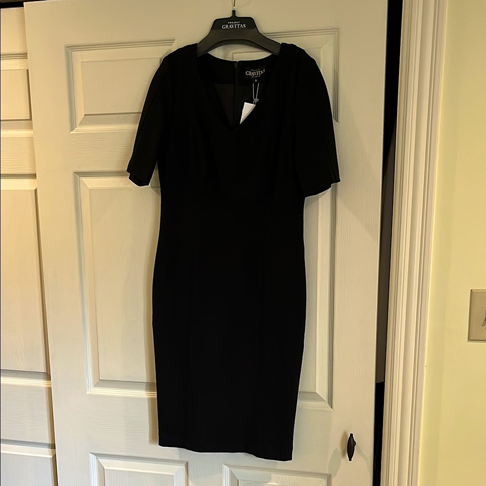 Project Gravitas Black Sheath Midi Dress V-Neck